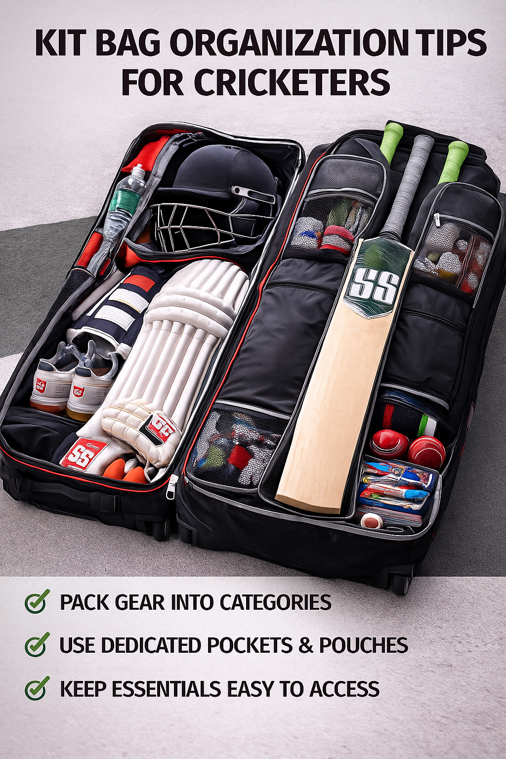 Kit bag organization tips for cricketers