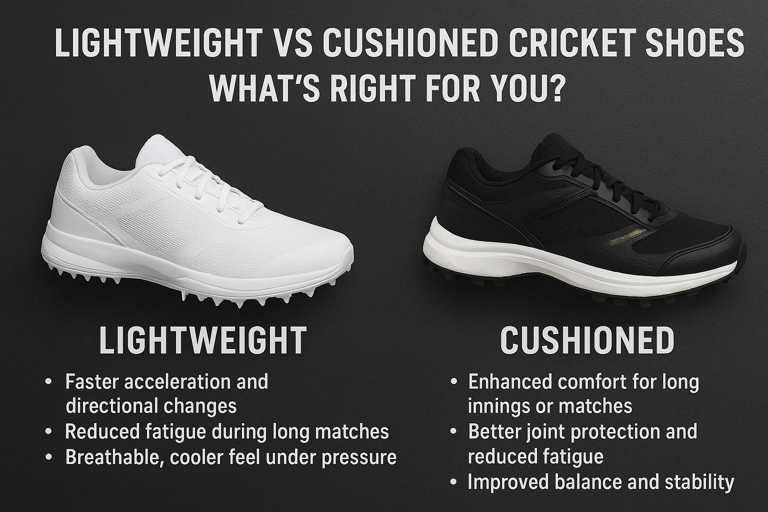 Lightweight vs Cushioned Cricket Shoes: What’s Right for You?