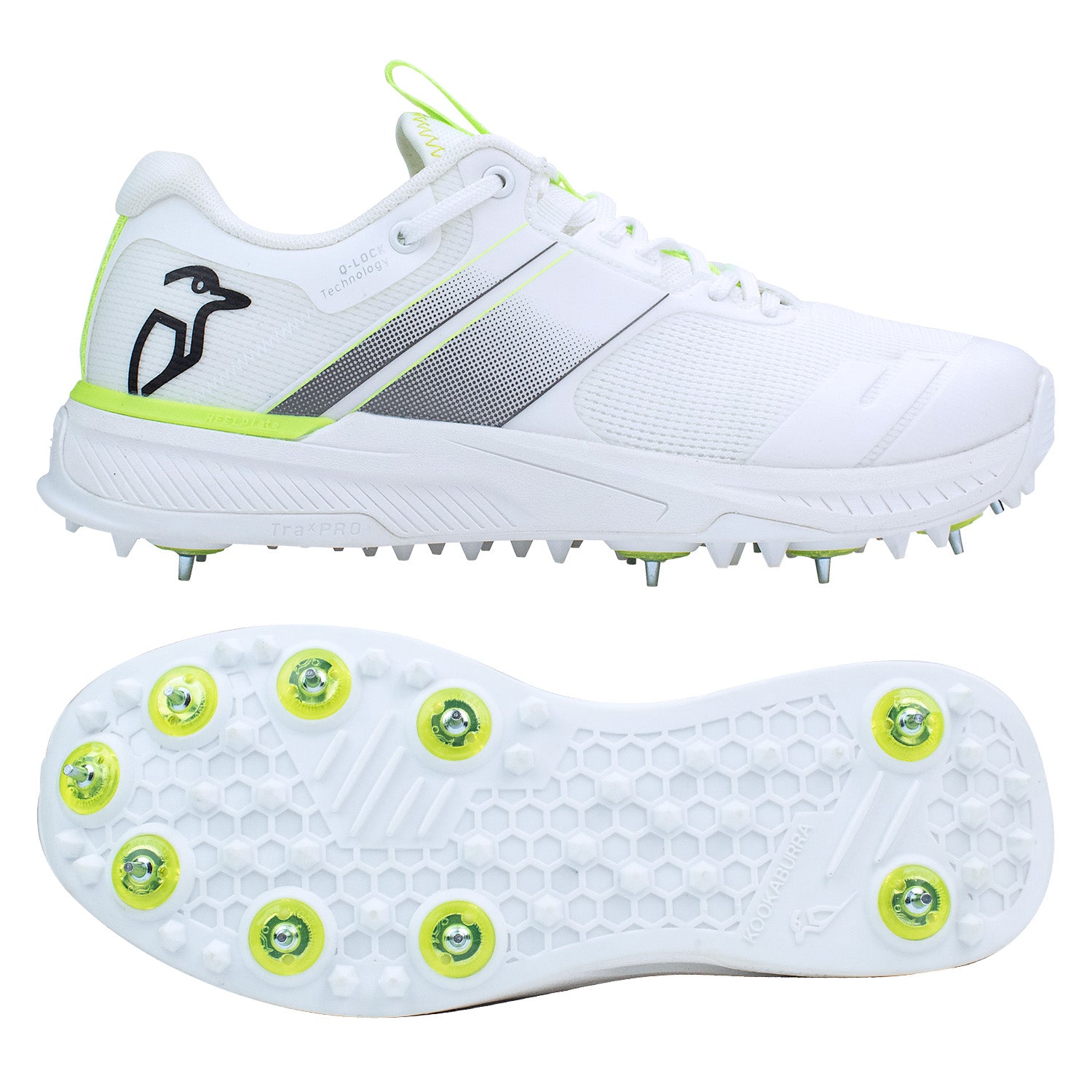 KC Players Cricket Shoes Spike - White/Lime