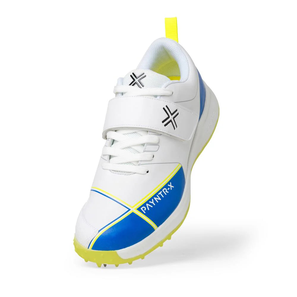Payntr X Bowling SPIKE (White & Blue) Cricket Shoes