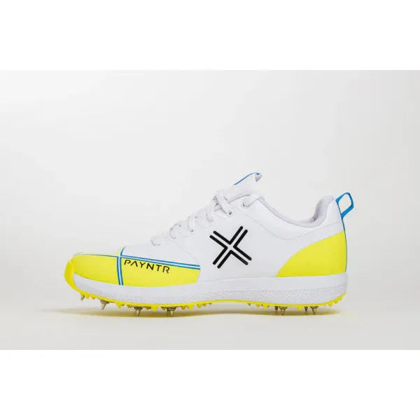 Payntr X Batting Spike (White & Yellow) Cricket Shoes