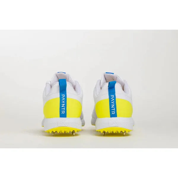 Payntr X Batting Spike (White & Yellow) Cricket Shoes