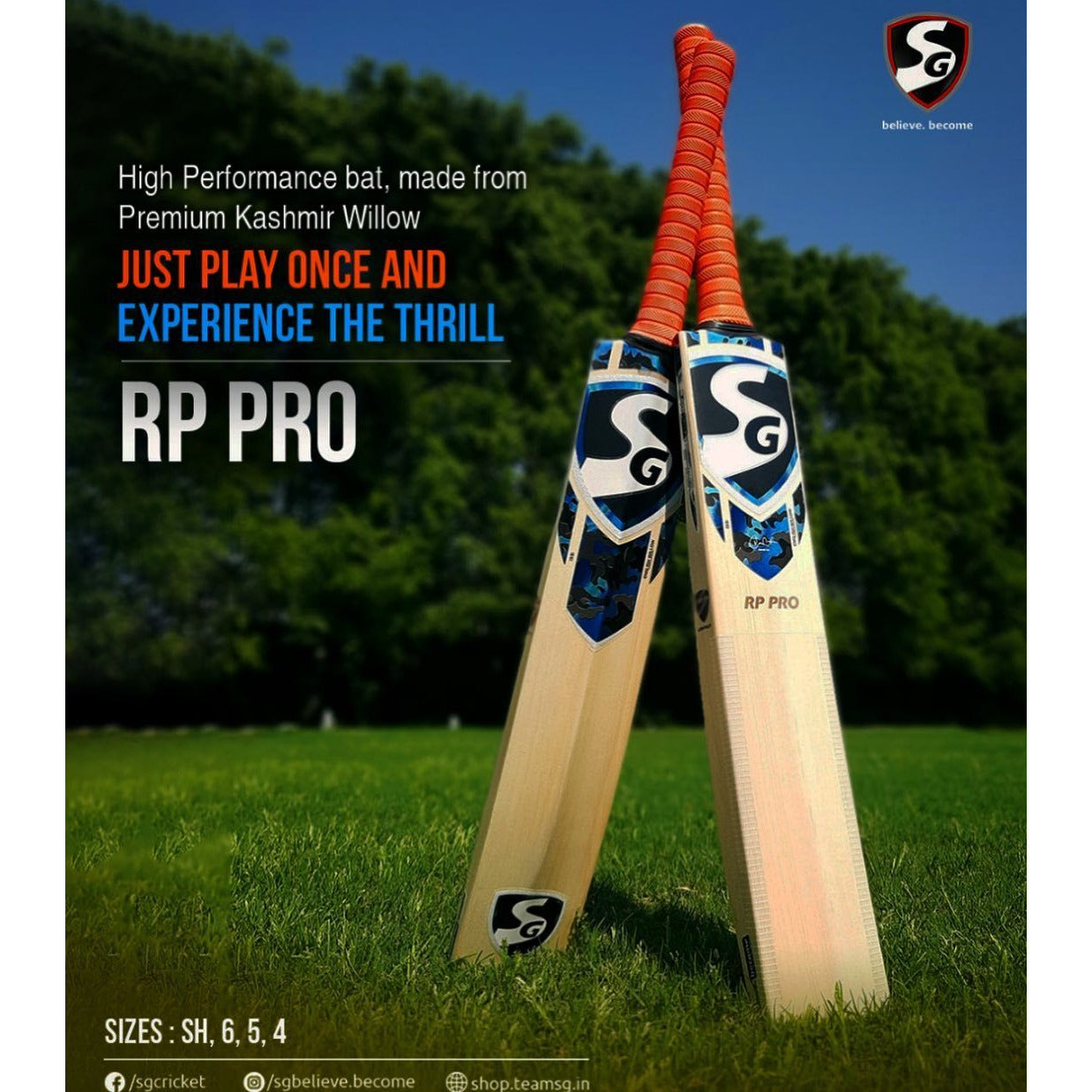 SG RP PRO Kashmir Willow Cricket Bat - Magnus Cricket
