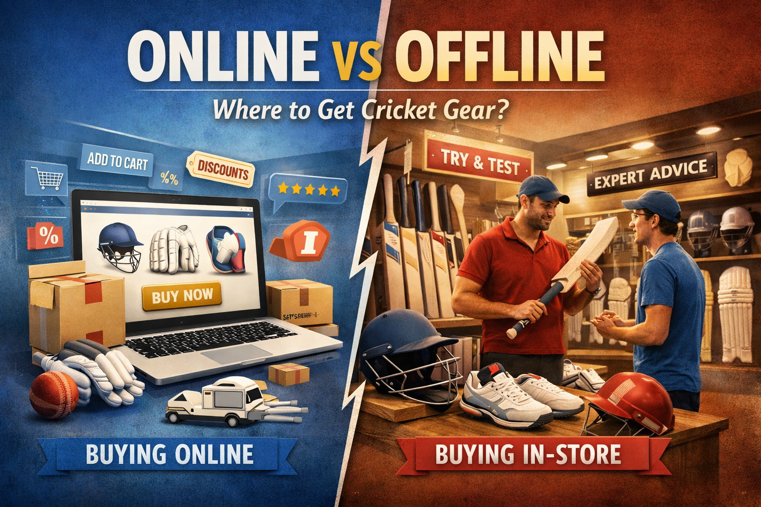 Online vs offline buying: Where to get cricket gear?
