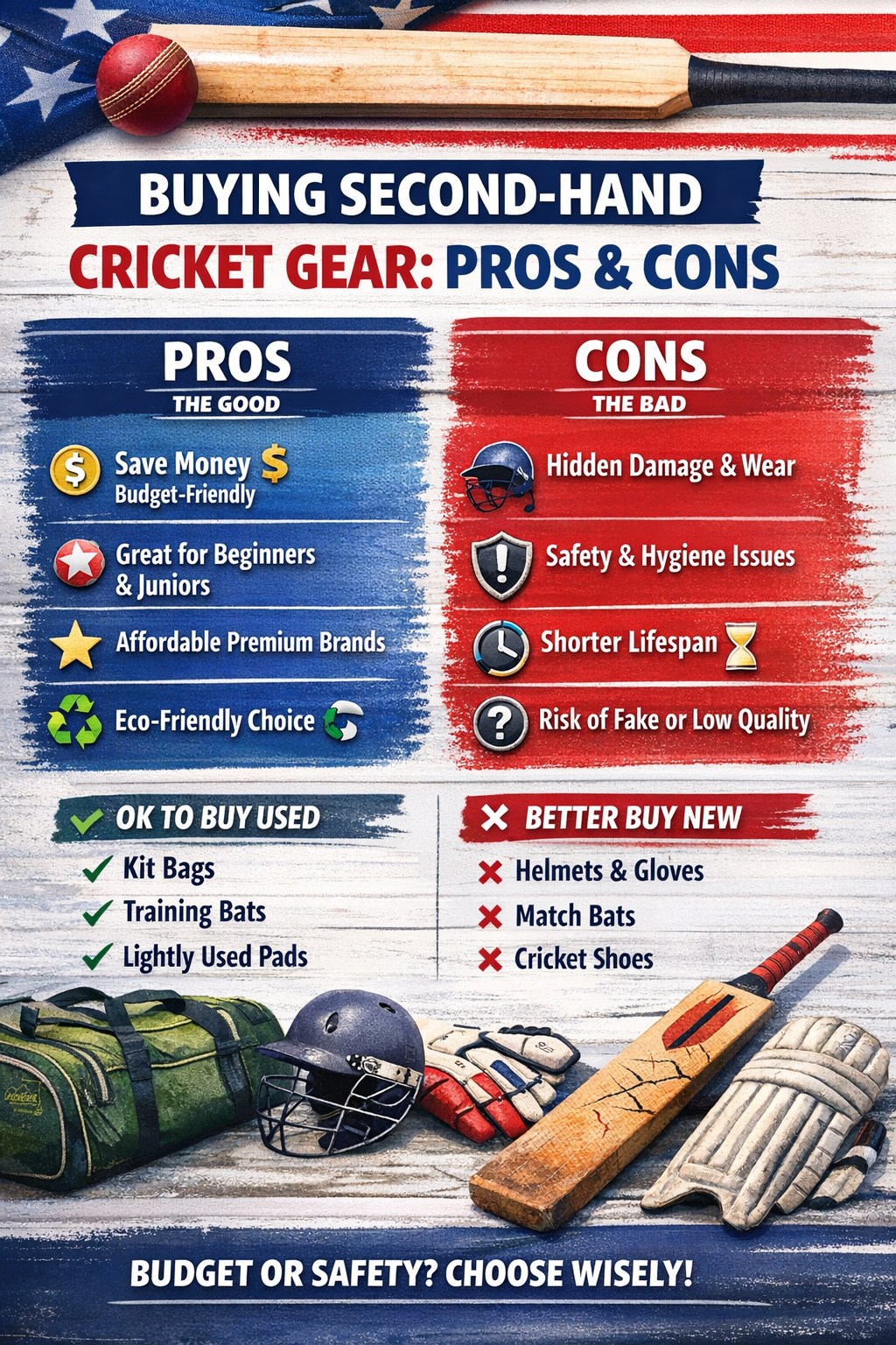 Buying second-hand cricket gear: Pros and cons