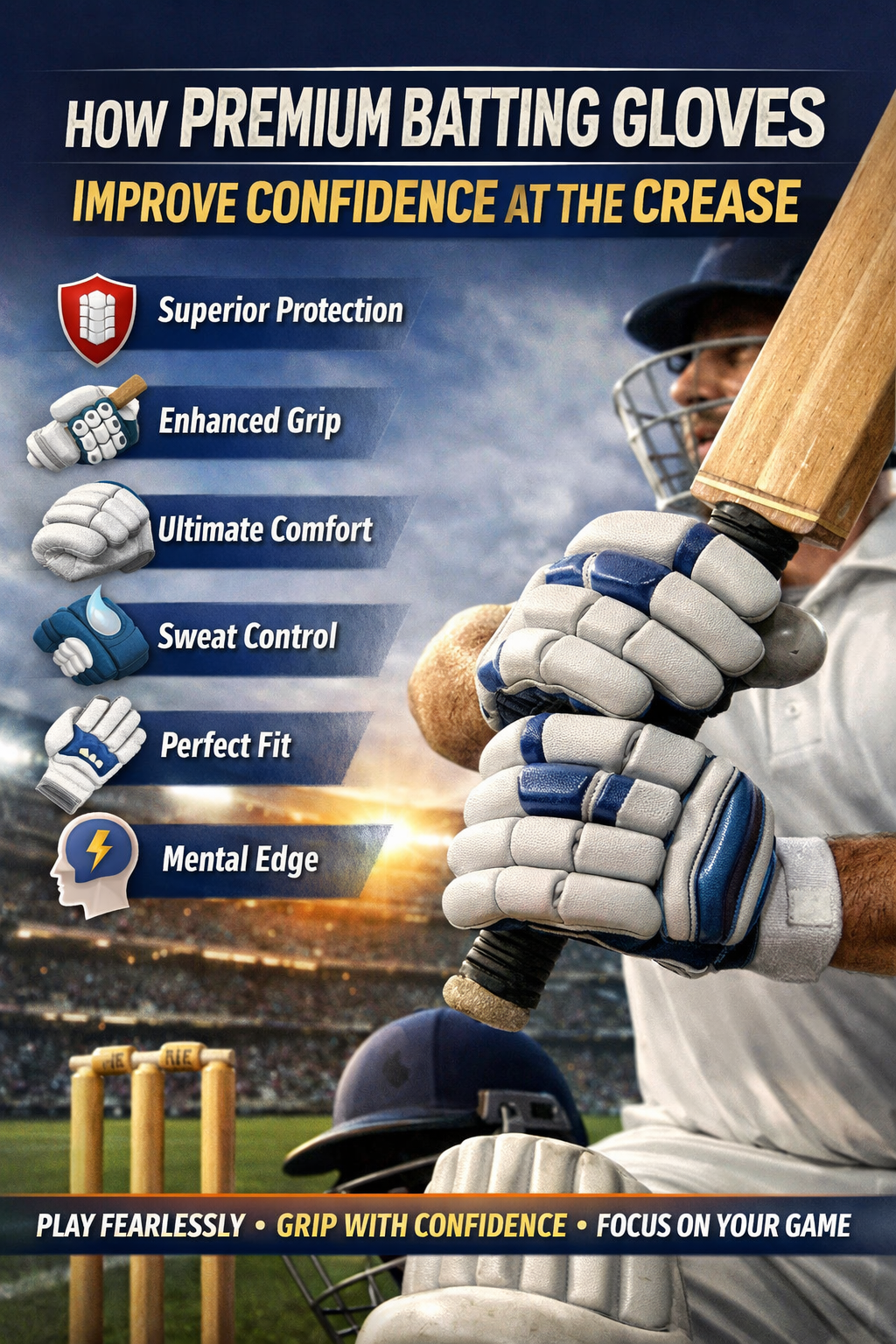 How Premium Batting Gloves Improve Confidence at the Crease